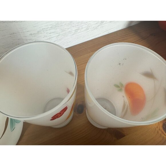 Vintage MCM Bartlett Collins Gay Fad White Frosted Fruit Pitcher & 4 Glasses - Picture 6 of 9